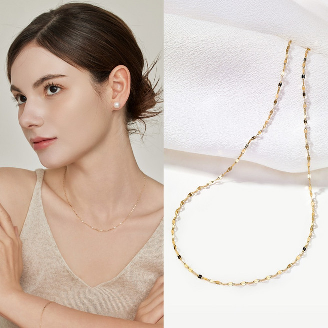 펠리체골드 14K 샤이닝 체인 목걸이 (+선물포장) 데일리 레이어드 기념일 여성 펜던트 심플 목걸이선물 여자친구 옐로우골드 체인