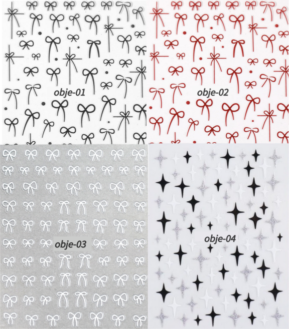 오브젝티브 리본 젤 네일 아트스티커, 1개, 4종