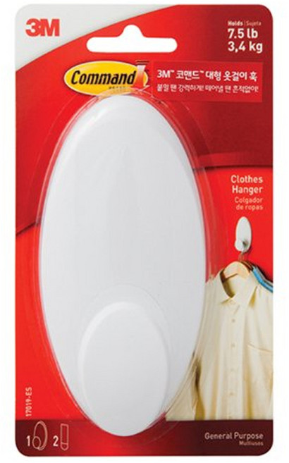 3M 코맨드 대형 옷걸이 훅 17019-ES, 본상품, 1개