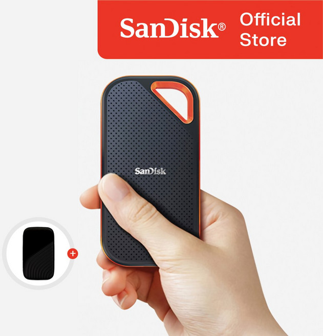 샌디스크 외장 SSD E61 익스트림 포터블 대용량 고성능 + 보관 케이스 패키지, 8TB, 블랙