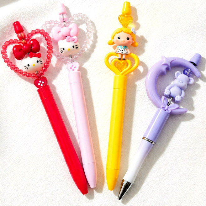 굿즈라이프 키티 볼꾸 볼펜 꾸미기 세트 diy, 4개, 1세트