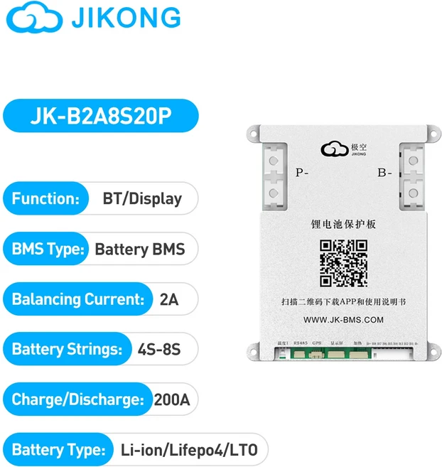 JIKONG JK-B2A8S20P Lifepo4 리튬 이온 Lto 배터리 200A 액티브 밸런서 스마트 BMS 4S 5S 6S 7S 8S 12V 전, 01 JK-B2A8S20P