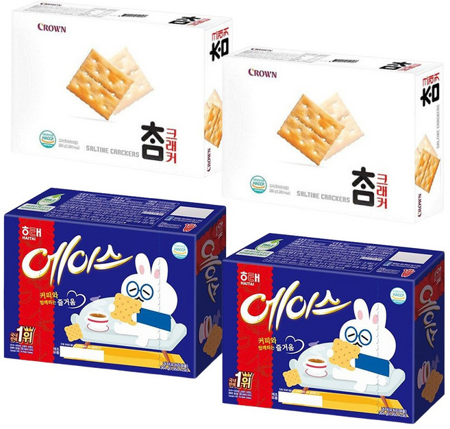 해태 에이스 364g 2개 크라운 참크래커 280g 2개, 1세트