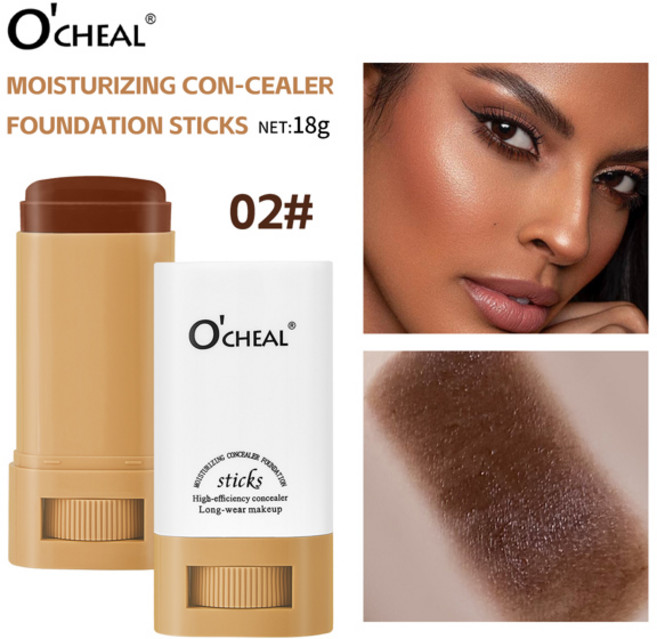 페이스파운데이션 Ocheal 페이스 파운데이션 스틱 모이스춰 라이징 컨실러 컨투어링 크림 매트 브론저 브라이트 메이크업 뷰티 화장품, [02] 02