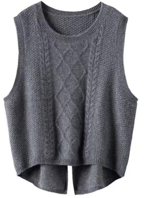 써니핏 뒷포인트 절개 라인 니트 베스트 ( M~2XL ) S1028