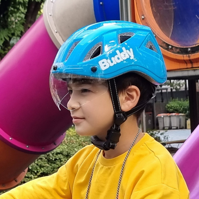 BUDDY 어린이 자전거헬멧 고글헬멧 킥보드 아동헬멧, SM 화이트, 1개
