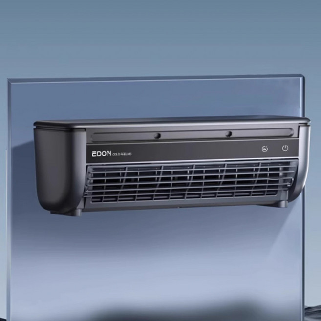 여름 시원한 벽걸이형 에어 미스트 리프리스 간편설치 가정용 주방 에어컨 선풍기 다크그레이 EDON E868