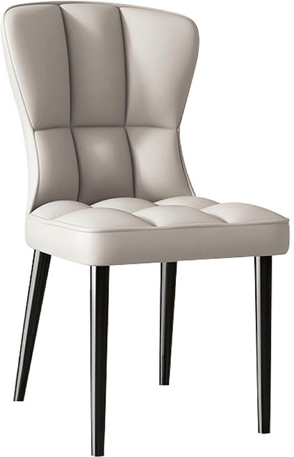 皮革餐椅 簡約時尚 柔軟坐墊, 【靠背款】淺灰色, 1件