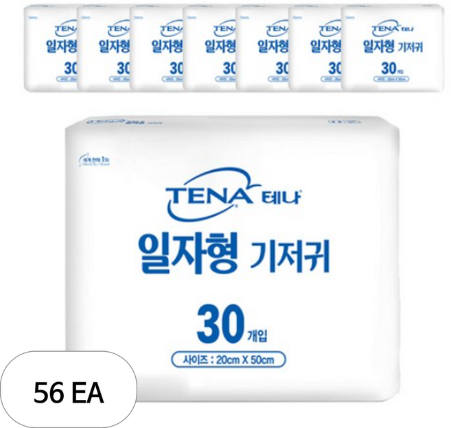 테나 일자형 성인기저귀 서브패드 남녀공용, 30매입, 56개, 20cm x 50cm