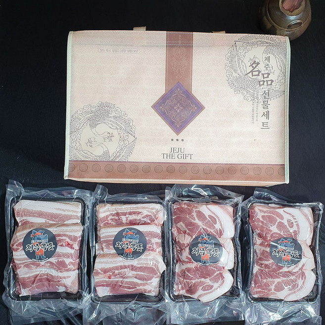 제주흑돗 제주 흑돼지 냉장육 구이용 수육 보쌈용 오겹살 1kg 목살 1kg 앞다리살 1kg 선물세트 2호, 수육보쌈용(덩어리), 1개