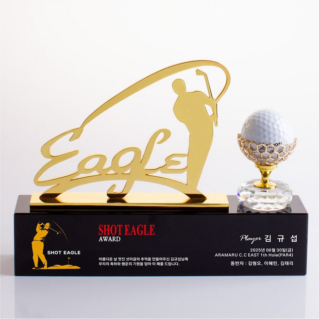 유어워드 홀인원트로피 홀인원패 골프트로피 골프이글패 싱글트로피 홀인원기념패 이글패 골프싱글패, YU2
