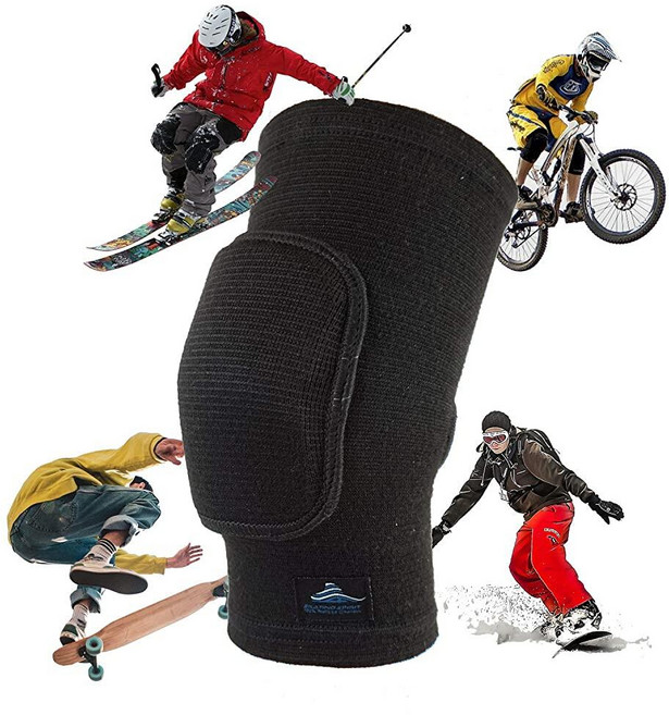 SkatingSpirit 부드러운 무릎 패드 팔꿈치 (1쌍) 댄싱 피겨 스케이팅 체조용 청소년 성인 미끄럼 방지 충돌 곡선 패딩 오픈 길이 (M) 블랙 147155