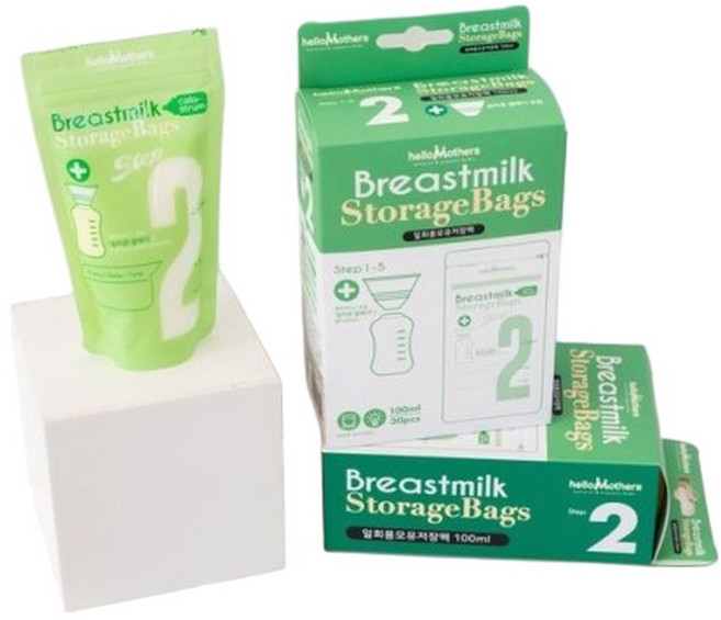 헬로마더스 일회용 모유저장팩 100ml (+실리콘깔때기 무료증정) Step2 - 30pcs, 30개