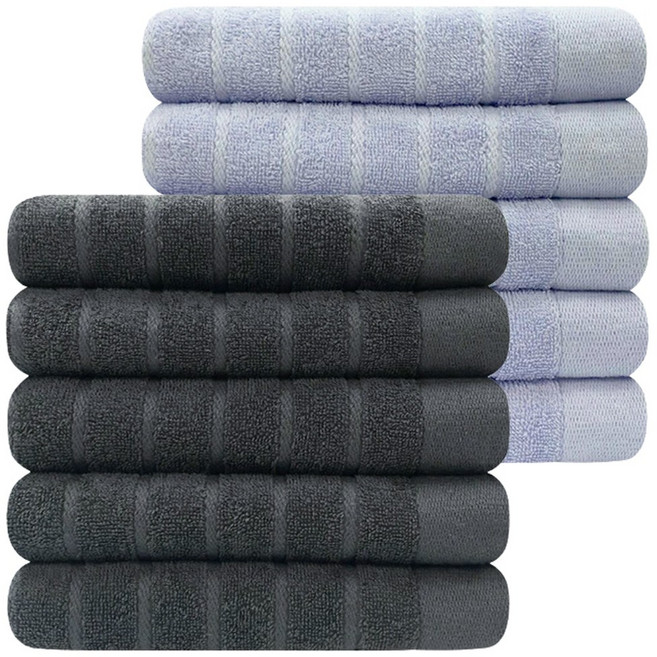 다주타올 30수 데일리 수건 105g, 딥그레이+라벤더퍼플, 10개