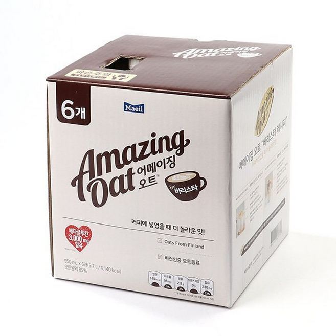 (글로벌푸드)매일유업어메이징 오트 바리스타 라떼 비건두유, 1개, 950ml