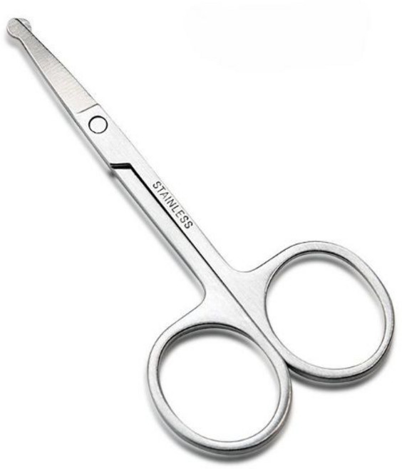 미용 눈썹 미니 코털 실버 둥근 가위, 1개