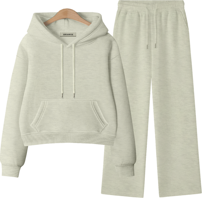 ANSANGSA 무지 여성 후드 상하세트