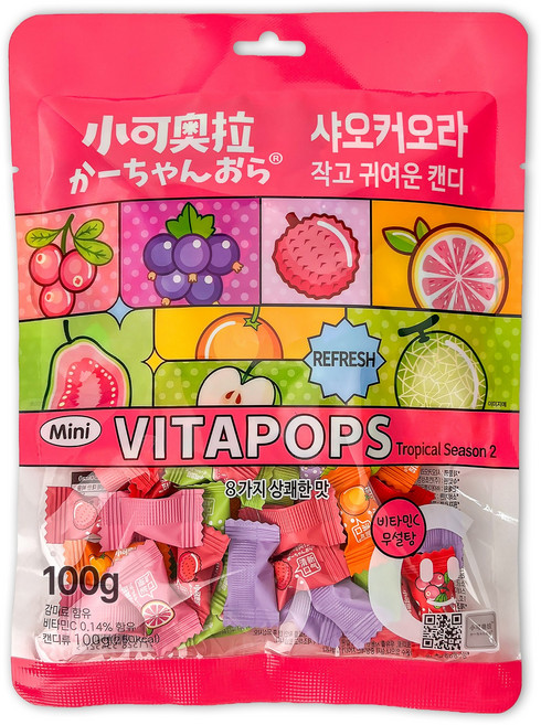 샤오커오라 시즌2 트로피칼 베트남 무설탕 간식 비타민C 캔디 사탕, 1개, 100g