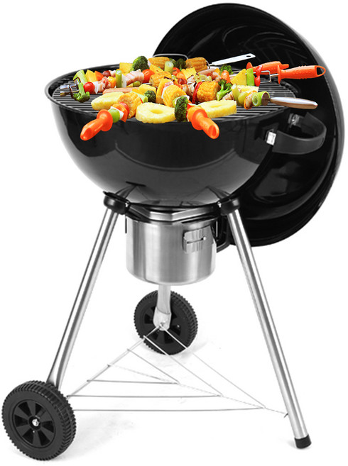 캠핑몽 애플 바베큐그릴 원형 화로 숯불 훈제 캠핑 화로 휴대용 장작 나무 대형 고급 숯통, 1개