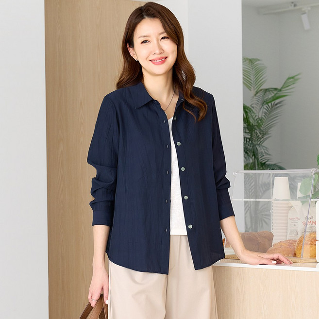 여성용 인견 실크터치 로드 긴팔셔츠 블라우스 빅사이즈