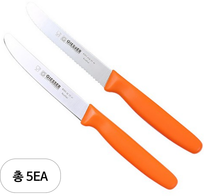 기셀 비비드컬러 톱니과도 + 민과도, 오렌지, 5세트