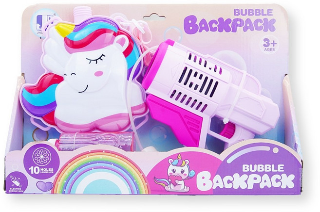 토이토 대용량 크로스백 가방 버블건 자동 비눗방울 배낭 비누방울 놀이, 분홍 유니콘, 1개
