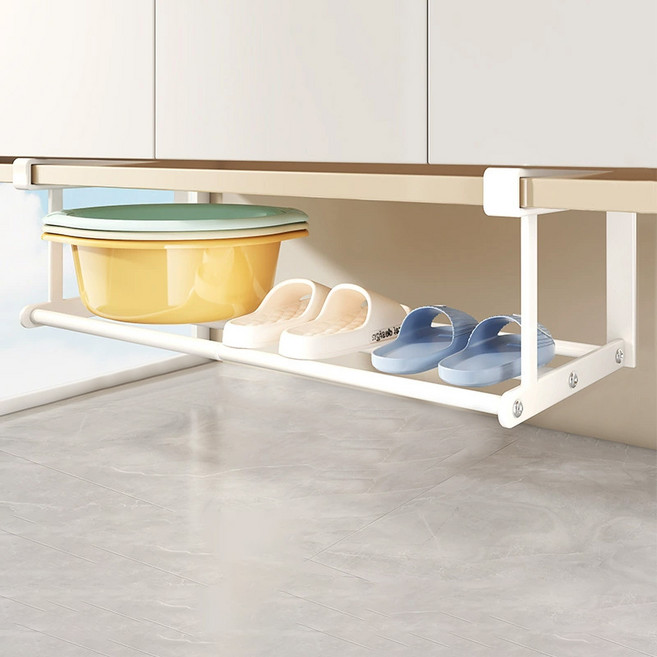 다용도 확장형 수납 선반 걸이형 언더선반 주방 욕실 정리대, 1개, 흰색