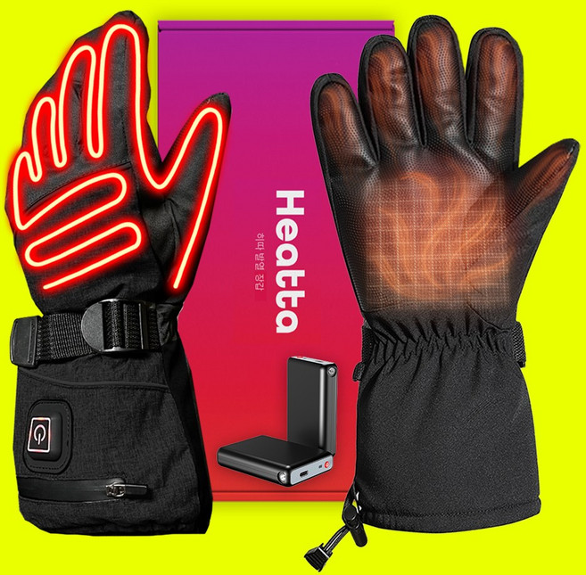 [배터리포함] 히따 겨울 발열장갑 오토바이 바이크 장갑 스마트폰 터치, FREE (블랙)