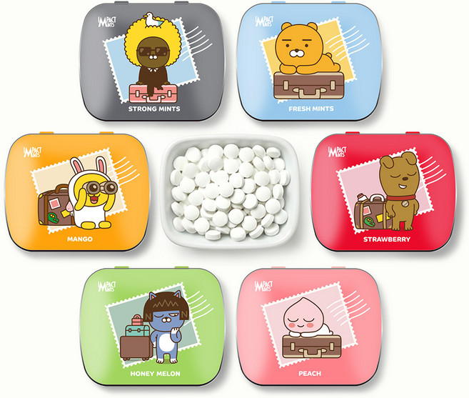 임팩트 민트 카카오 프렌즈 민트 캔디 무설탕 사탕 베스트 6종 세트, 90g, 1개