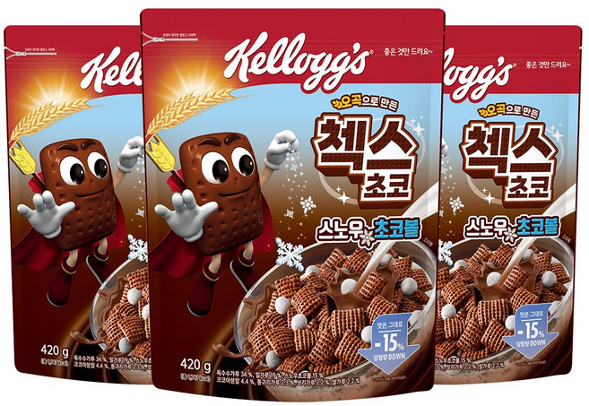 리얼 그래놀라 400g 2개 + 크런치 오트 400g 1개, 첵스초코 스노우초코볼 420g 3개