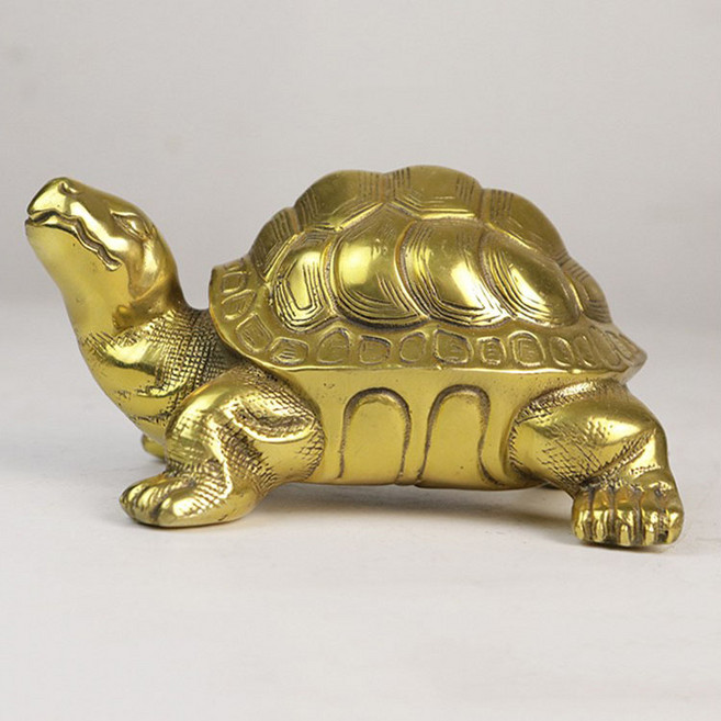 JINGHENG 청동거북이 장식품 행운 풍수 금전 재물 복 건강 장수, 16cm 거북이