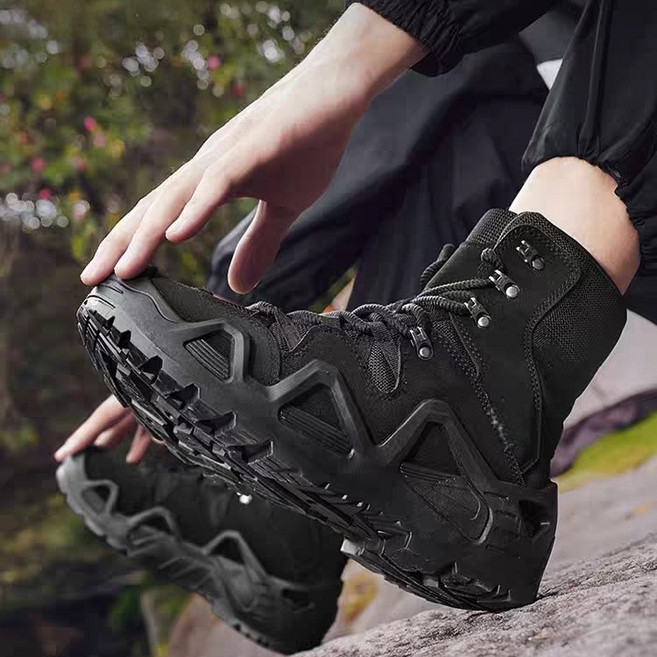 남성 전투화 전술화 하이탑 긴목 지퍼 경량 워커 부츠