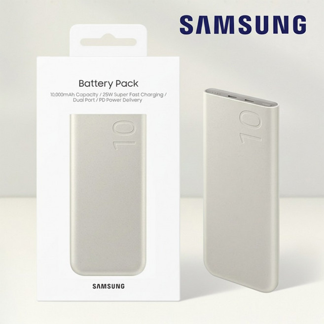삼성 [정품] 삼성전자 PD 초고속충전 대용량 보조배터리 10000mAh / EB-P3400, 베이지, 1개