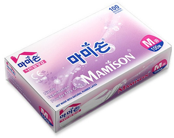 마미손 니트릴 장갑 100매입 미색, 대, 대(L), 1개