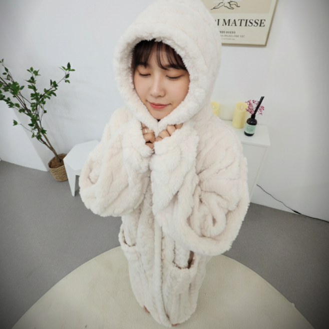 KKOMA 가운 후드담요 입는 소매 담요