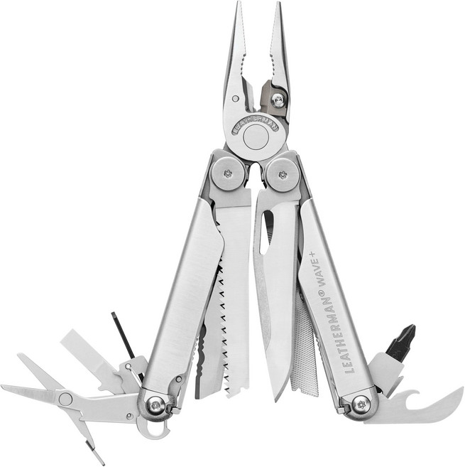 레더맨 (Leatherman) 웨이브플러스 스테인레스 스틸 18-in-1 멀티툴, Stainless Steel, 1개, Stainless Steel