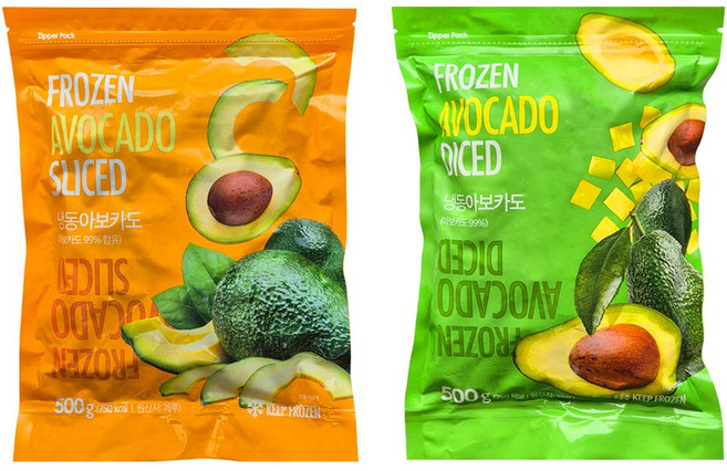 웰루츠 냉동 아보카도 다이스 500g + 슬라이스 500g, 1세트, 1kg