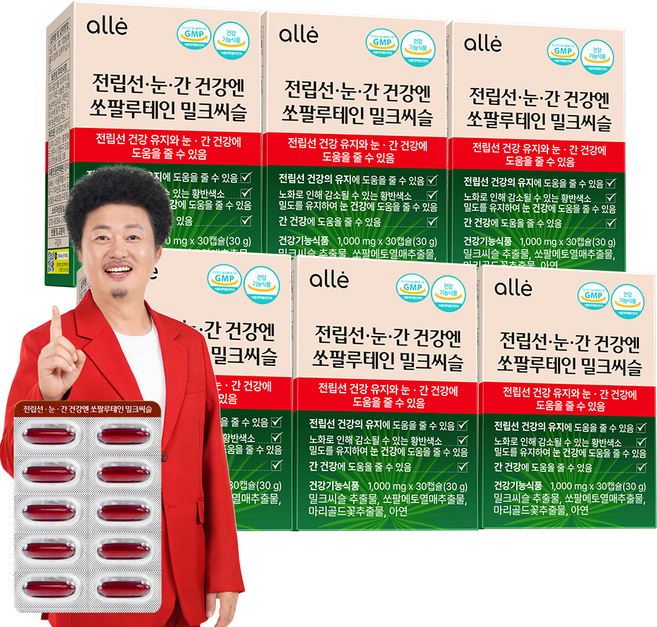 쏘팔메토 전립선 건강 눈 건강 간 밀크씨슬 루테인 소팔메토 소팔매토 남성 레드 알레 영양제, 6개, 30정