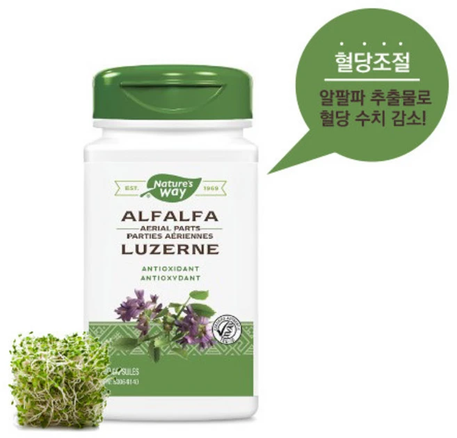 네이쳐스웨이 콜레스테롤 감소 알팔파 100정 Natures Way AlfalfaAerial, 1개 - 쿠팡
