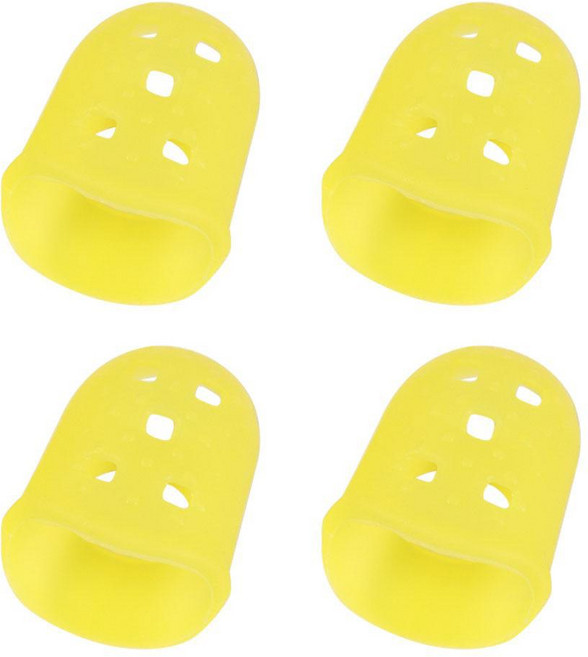솔리드 컬러 기타 손가락 끝 보호대 미끄럼 방지 고무 골무 실리콘 손가락 보호대 DIY 공예 장갑 세트당 4, 10 yellow-L, 1개