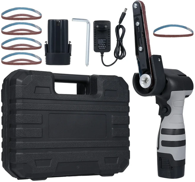 전기 벨트 샌더 앵글 그라인더 도구 샌드 벨트 머신 파이프 벨트 샌더 폴리셔 벨트 그라인더 6500RPM 가변, 01 검정색