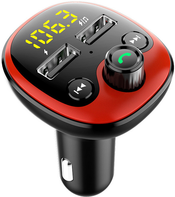 BT21 車載 MP3 藍牙播放器 適用 USB 充電 免提 FM 發射器, 通用, 紅色