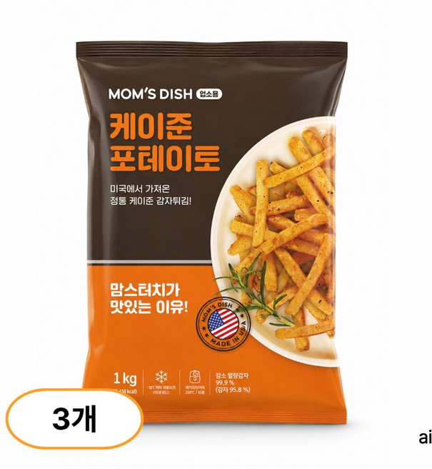 맘스터치 케이준 감자튀김 1kg, 3개