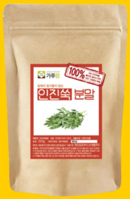 무첨가 100% 국산 인진쑥분말 가루 200g 비타민A C풍부 베타카로틴 영양보충 채식주의 영양관리, 1개