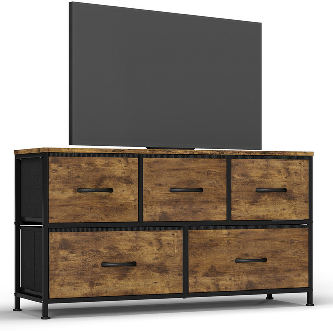 소웰홈 패브릭 2단5문 모던 TV수납장, 나뭇결, 5단