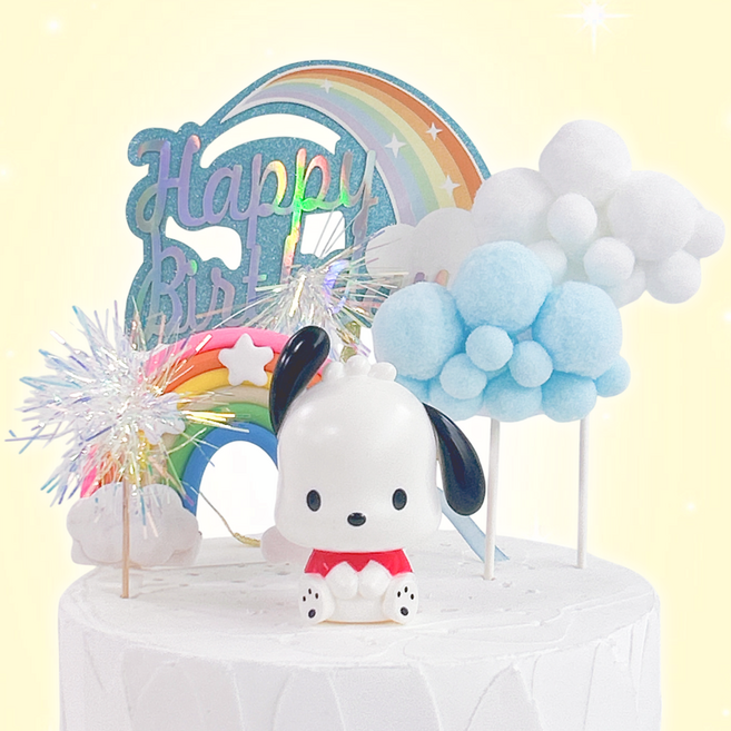 (포챠코) 블루 뭉게구름 피규어 케이크 토퍼 세트 데코픽 생일 파티 용품, 1개