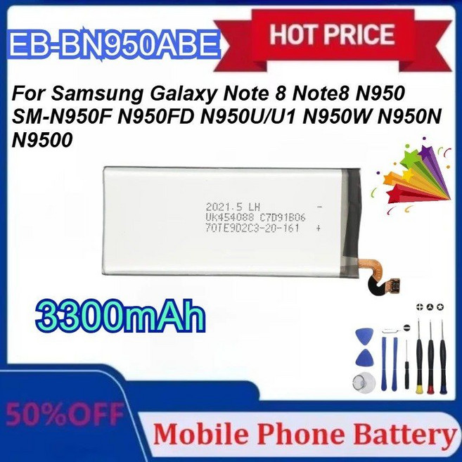 노트 8 노트8 N950 SM-N950F N950FD N950U/U1 N950W N950N N9500용 새 EB-BN950ABE 3300mAh 도구 포함, China Mainland, Battery with tool