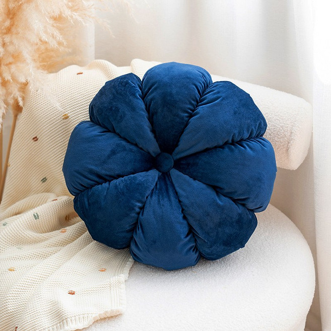 빅무드 벨벳 호박쿠션 쇼파쿠션 지름 45cm, 딥블루