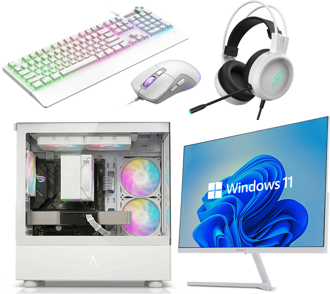 피씨오브플레이어 게이밍 컴퓨터 조립PC 화이트 데스크탑 본체 롤 피파 발로란트 GTA6 리니지, 윈도우 11 홈, 1TB, 32GB, 지포스 RTX 5070 Ti, (세트)i7-14700F