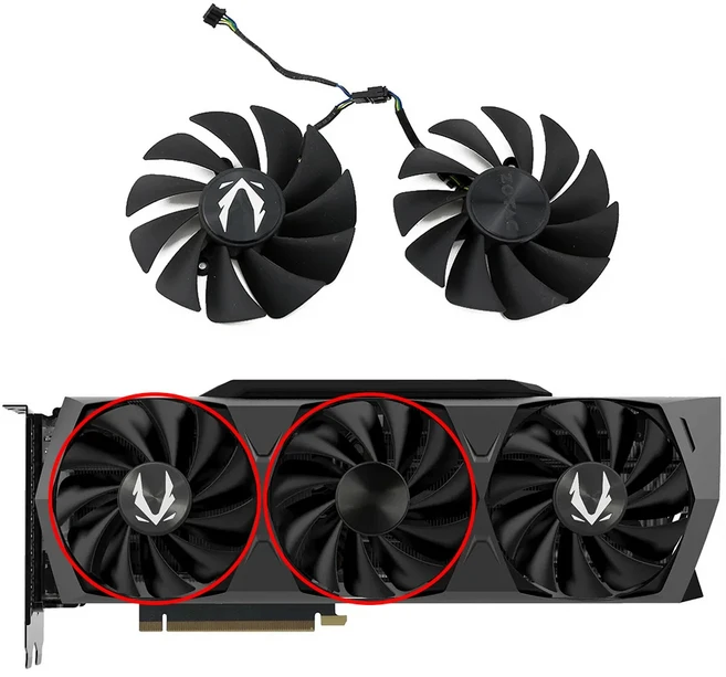 ZOTAC GeForce RTX 3070 3080 Ti 3090 AMP 홀로 그래픽 카드 냉각 선풍기 4 핀 GPU 쿨러 선풍기 RTX3080 CF, 02 AB-Fan